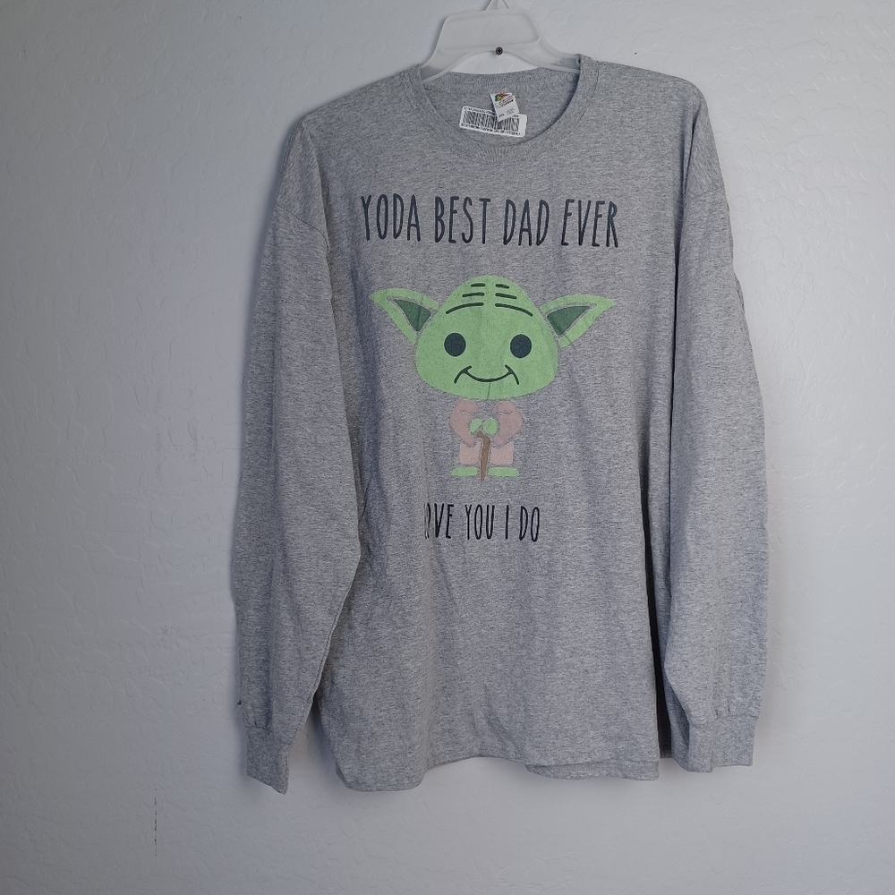 YODA BEST DAD EVER LOVE YOU I DO Men's Shirt Long Sleeve 2XL Gray